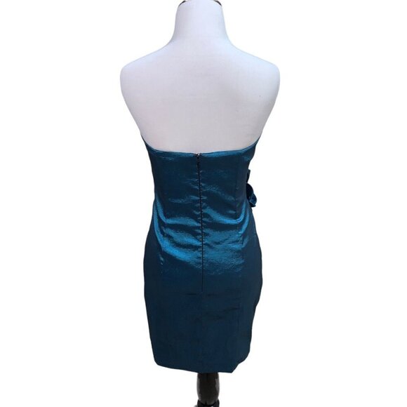 Jessica McClintock Women's Cocktail Dress Vintage 1990's Size 10P Taffeta Teal - Picture 5 of 7